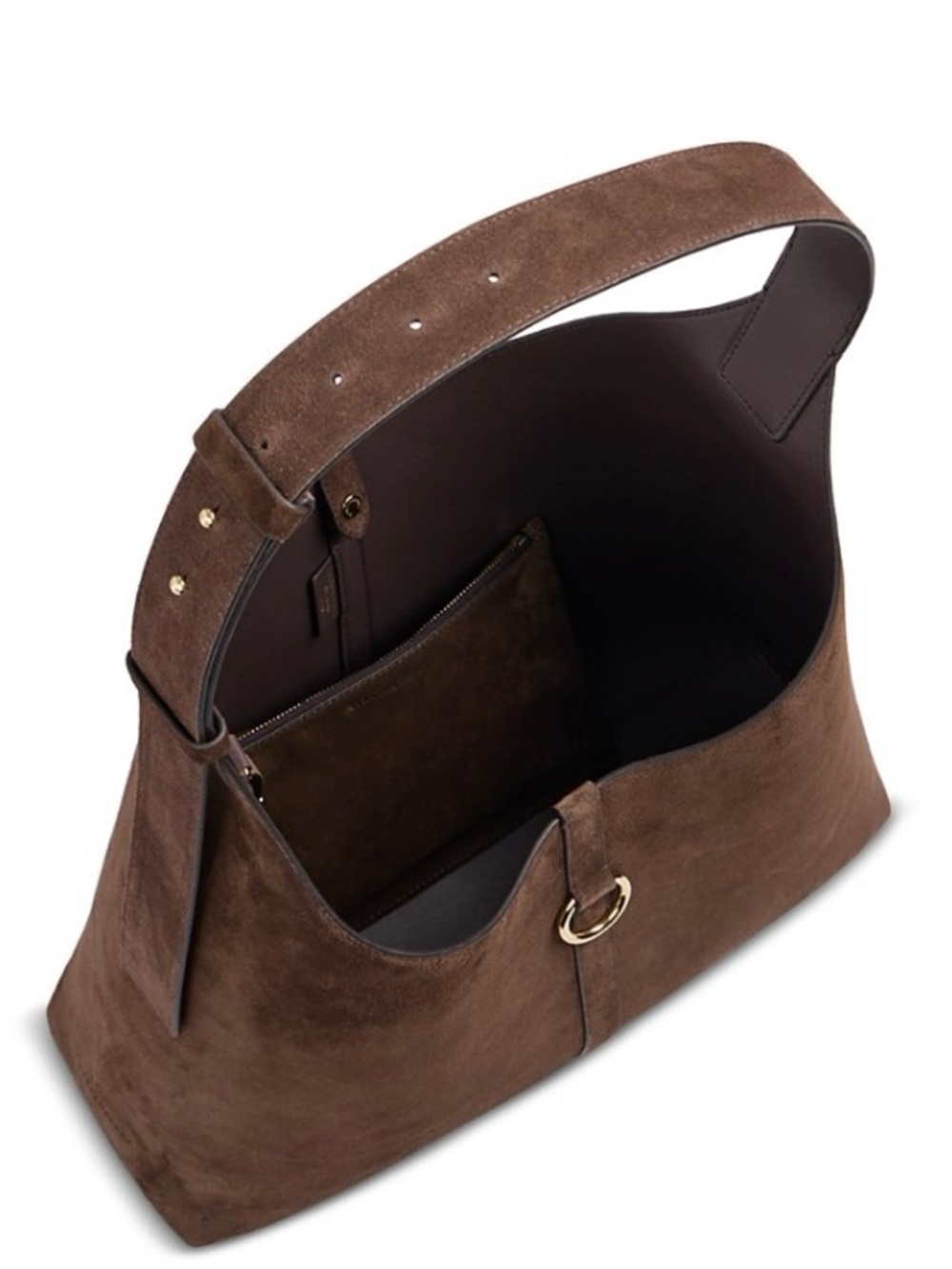 Strathberry Brown Suede Shoulder Hobo with Gold Hardware - Picture 3 of 7